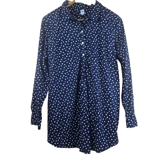 Old Navy Tops - Old Navy Polka Dot Maternity Tunic Women Large Navy Blue‎ Classic Preppy Core